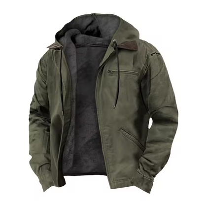 Isak™ | Warme vintage jas met capuchon en fleecevoering
